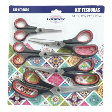 Imagem de Kit Tesouras De Costura Emborrachadas Multiuso 5 Unidades para Costura, Patchwork, Artesanato, EVA Ideal Tanto Para Iniciantes Quanto Para Profissionais Que Buscam