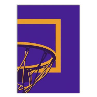 Imagem de Placa Decorativa Basquete Ilustração Cesta Roxa Decoração Poster Quarto Sala