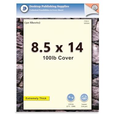 Imagem de 50 folhas – cartolina extra grossa de 21,6 cm x 35,5 cm para impressoras a jato de tinta ou laser – capa de 45 kg, papel pesado para impressora de 271 g/m² – acabamento fosco creme – ótimo para