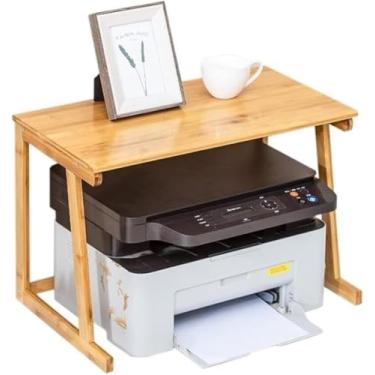 Imagem de Suporte Para Impressora Suporte Para Impressora De Mesa Organizador De Mesa De Bambu Mesa De Armazenamento Multifuncional Para Arquivos De Scanner De Máquina De Fax, Primary color, 53 * 35 * 37cm
