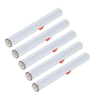 Imagem de Hot Stamping Paper Roll Roll Premium Qualidade transferência de calor folha para artes e ofícios de bricolage 5 rolos de 3 metros de comprimento 15 cm de largura PU PET material (Prata)