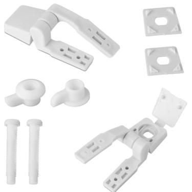 Imagem de Dobradiça de assento de vaso sanitário de plástico de substituição universal para assentos de vaso sanitário, parafusos com porcas, kit de peças de fixador de tampa de banheiro para dobradiças de