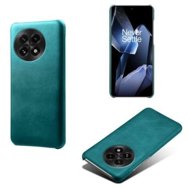 Imagem de Capa para Oneplus 13,Proteção contra quedas,Casca de volta de cor sólida simples,Design de couro de imitação de plástico-Green