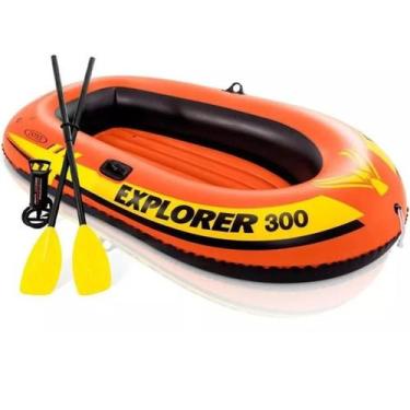 Imagem de BOTE EXPLORER 300 INTEX PARA 3 ADULTOS + BOMBA + REMOS 186kg, Laranja