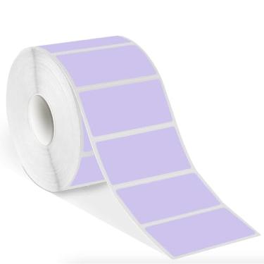 Imagem de STARLIBOO Adesivos de etiquetas térmicas de 5 x 2,5 cm, papel de etiqueta de código de barras autoadesivo roxo para impressora térmica direta e comercial, adesivos de envio de endereço retangular