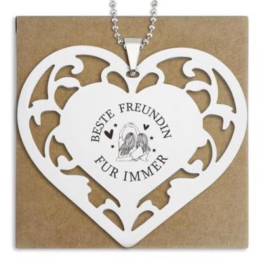 Imagem de Presentes de amizade para mulheres, Freundin Für Immer Heart Lembrança de Aço Inoxidável, Presente de Apreciação para Soul Sister BFF Colega de Quarto, Líderes Femininas na Festa de Aniversário de