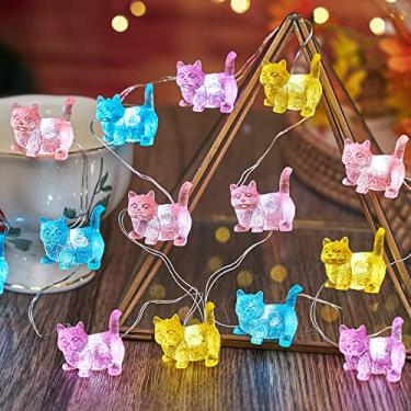 Imagem de Bartlett Luzes decorativas para quarto animal fofo ao ar livre cordão luzes 30 LED 3 metros operado por bateria gato presentes para menina animal de estimação aniversário chá de bebê decoração de