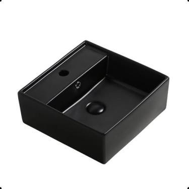 Imagem de Cuba De Cerâmica Para Banheiro De Apoio 42x42x15,5cm - Everfort, Preto