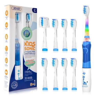 Imagem de Escova de dentes elétrica SEAGO Kids SG-977 com 8 cabeças de escova 4-