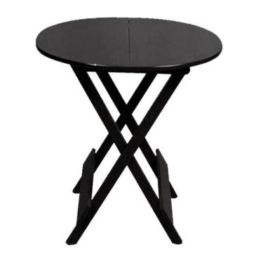 Imagem de Mesa Para Bar E Café Dobravel De Madeira 70 Redonda - Preto - Preto - 