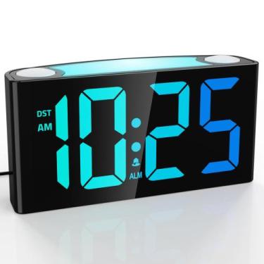 Imagem de Despertador LED digital Mesqool com dígitos RGB e luz noturna