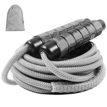 Imagem de TIMEASY Corda de salto ponderada de nylon ajustável – corda de pular sem emaranhados para mulheres, homens, crianças e adultos com alça de espuma, velocidade rápida com rolamentos de esferas, corda de