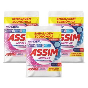 Imagem de Kit com 3 Sabão em Pó Assim Micelar Embalagem Econômica 400g