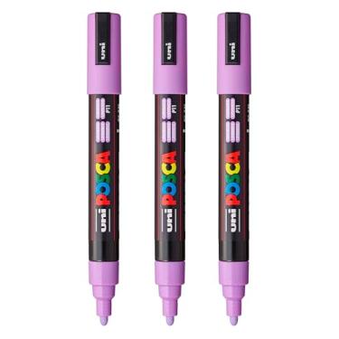 Imagem de posca Marcadores de tinta à base de água PC-5M, ponta média reversível (1,8-2,5 mm), lavanda, 3 unidades