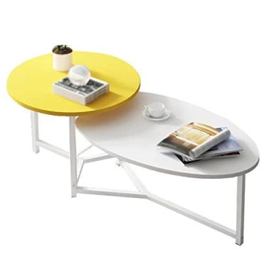 Imagem de Mesa de centro mesa de centro simples mesa de centro moderna sala de estar doméstica padrão de mármore redonda pequena mesa de centro mesa de quarto (A)