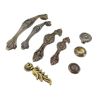 Imagem de CXYFQUUK Puxador de bronze antigo para móveis armários de cozinha porta de gaveta vintage guarda-roupa armário armário puxa puxador de refrigerador de vinho 2 peças (B-128 mm)