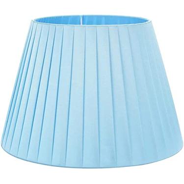 Imagem de Abajur simples de cor sólida, cortinas de tecido azul de seda tradicional e clássica usadas na base E27 R luminária de mesa lustre luzes de piso, 30 cm