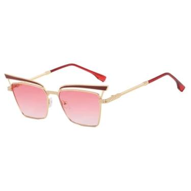 Imagem de Óculos de sol de luxo estilo olho de gato, feminino, design retrô, moderno, casual, masculino, UV400 (rosa dourado)