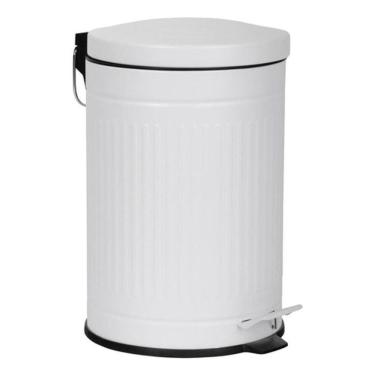 Imagem de Lixeira De Metal Redonda Branca Com Pedal 3 Litros