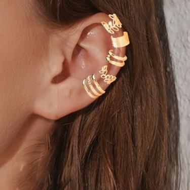 Imagem de 5 peças de brincos de orelha de ouro para mulheres, conjunto de brincos de pressão, joias para mulheres, presente de aniversário de Natal para filha