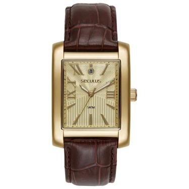 Imagem de Relógio Seculus Masculino Ref: 23744gpsvdc2 Retangular Dourado