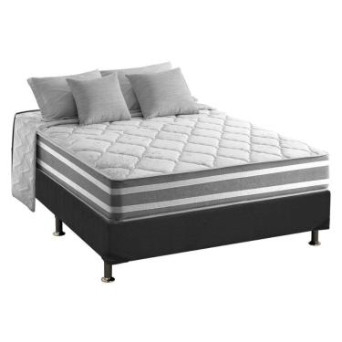 Imagem de Cama Box Casal: Colchão Molas Ensacadas Anjos Masterpocket Duo Sono+ Base Crc Suede Gray(138X188)
