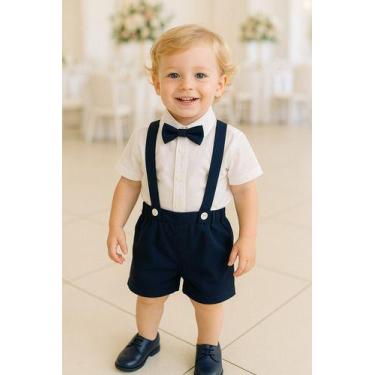Imagem de Conjunto Infantil Menino Mauricinho Camisa Social Com Gravata Mais Sho