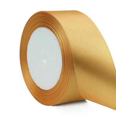 Imagem de Fita de cetim dourada de 3,8 cm x 25 m, fitas de tecido de face única para rosas eternas, buquês de flores, embrulho de presente, artesanato, chá de panela, decoração de casamento