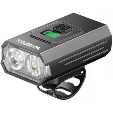 Imagem de Smiling Shark Luzes de bicicleta, luz de LED com clipe frontal e luz traseira vermelha gratuita IPX6 à prova d'água recarregável por USB potente conjunto de acessórios de farol de segurança para andar