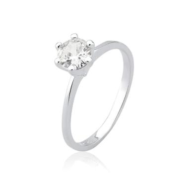 Imagem de Anel Feminino Prata 925 Original Legítima Solitário Zircônia 6 MM SoftJoias (19)