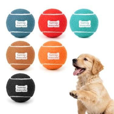 Imagem de Sunraymascota Bolas de tênis para cães de 6,3 cm, pacote com 6 – Bounce silencioso, núcleo de borracha resistente, brinquedos de busca e treinamento duráveis para brincadeiras internas/externas, para
