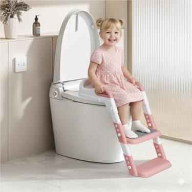 Imagem de Redutor De Assento Sanitario Desfralde infantil escadinha inteligente Rosa