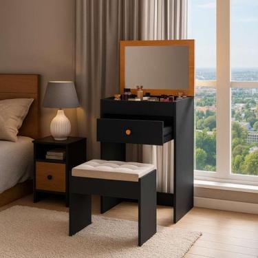 Imagem de Penteadeira Com Espelho Basculante - 1 Gaveta - Com Colmeia 100% MDF -