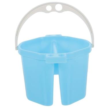 Imagem de Homoyoyo Limpador de pincel de pintura portátil, cabo de balde de plástico com 2 compartimentos, suporte de pincel de aquarela para artistas, balde de água conveniente para uso diário e fácil limpeza