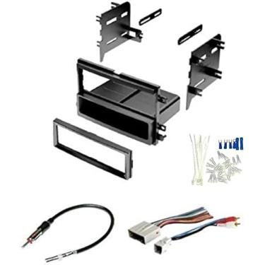 Imagem de Kit de painel de rádio estéreo para carro Single Din, chicote de fios e adaptador de antena - Feito para alguns Ford/Lincoln/Mercury: 2006-2010 Explorer- No Nav, 2008-2009 Taurus, 2006-2008 Mark LT