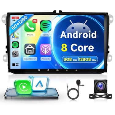 Imagem de 8 núcleos 6G + 128G 9 polegadas Android carro rádio estéreo Carplay para VW Passat Jetta Tiguan Golf MK5 MK6 T5 EOS Polo, Rimoody Touchscreen Android Auto GPS Navegação Bluetooth FM DSP SWC Câmera de