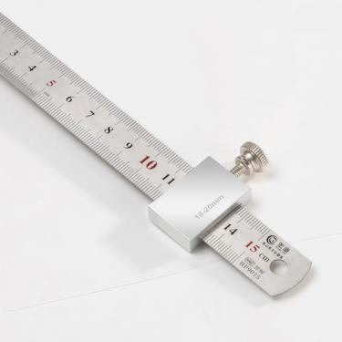 Imagem de 1 peça de rolhas de régua de carpinteiro de liga de alumínio, régua de aço, escriba de precisão e medidor de marcação, para marcenaria e medição de 15 cm