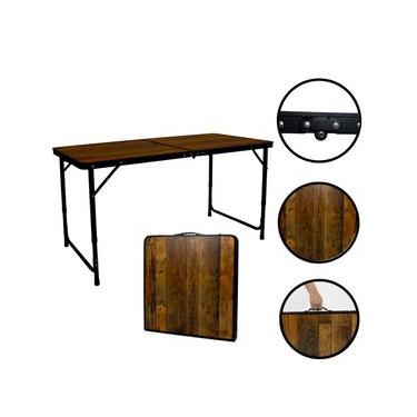 Imagem de Mesa Portátil Dobrável Vira Maleta Com Alça Leve Praia Churrasco Camping 120x60 Wood
