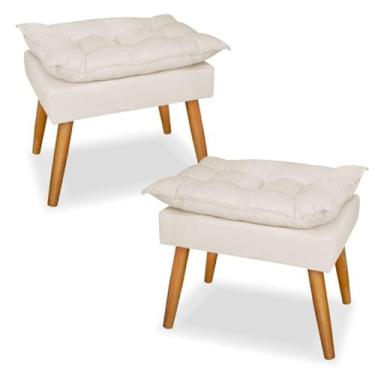 Imagem de Kit 2 Puff Decorativo Opala Bege – Puff Apoio para Pés Estofado Moderno para Sala, Quarto e Amamentação(bege)