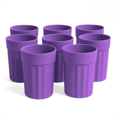 Imagem de Kit 10 Copos Plásticos 350ML Multicoloridos Resistentes Para Festas Eventos Escolares Creches(Roxo)