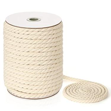 Imagem de Corda de macramê 10 mm x 29 m | Corda de macramê 100% algodão natural | Corda de algodão torcido de 3 fios para pendurar plantas artesanais para artesanato de pendurar na parede