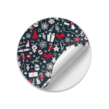 Imagem de Etiquetas Adesivas Redondas Ano Novo 25 Unidades Design Feliz Natal - Tamanho 30x30cm