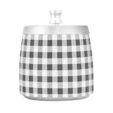Imagem de JUZIHAI Cinzeiro xadrez búfalo preto e branco com tampa, bandeja de cinzeiro de aço inoxidável inodoro à prova de vento cinzeiro sem fumaça para escritório em casa, pátio, varanda, cigarro
