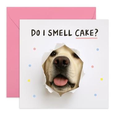 Imagem de CENTRAL 23 Cartão de aniversário Cute Dog Sniff – Do I Smell Cake – Saudações para amantes de animais de estimação, amigo, irmã, irmão, mãe, pai, filhos, filho, filha, tio, vizinhos, avô, avó – Vem