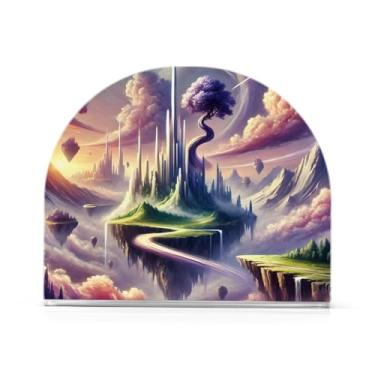 Imagem de Dreamlike City Suporte de guardanapo de banheiro roxo, pacote com 2, porta-guardanapos de jantar, armazenamento de guardanapos de papel em pé