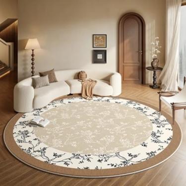 Imagem de Tapete redondo para quarto, cabeceira, vestiário, penteadeira, cadeira, tapete de chão, decoração para casa, sala de estar (diâmetro 140 cm/GU4263-QT)