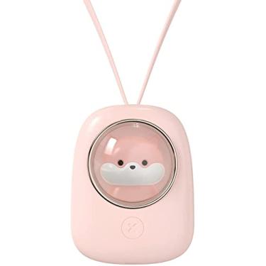 Imagem de AEWFRRV Ventilador pequeno móvel Mini ventilador portátil Ventilador montado no pescoço Carregamento USB Bonito Pet Pendurado Pescoço Ventilador de Mão Baixo Ruído com Luz Noturna para Escritório em Casa Viagem yubin1993 (Cor: C)