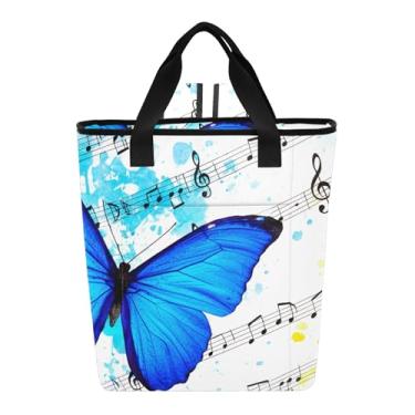 Imagem de Joitme Blue Butterfly Music Notes Art Cooler Bag 36 latas bolsa térmica térmica à prova de vazamento mochila de resfriamento