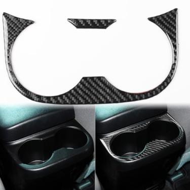 Imagem de Capa autocolante de fibra de carbono real para carro, fileira traseira, suporte de copo de água, compatível com Toyota Tacoma 2005 2006 2007 2008 2009 2010 2011 2012 2013 2014 2015 acessórios preto
