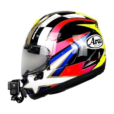 Imagem de JINGXIN Suportes de capacete para Arai Rx7x, suporte adesivo de capacete curvado com acessórios de fixação de fivela de gancho J, compatível com GoPro, Insta360, DJI e a maioria das câmeras de ação.